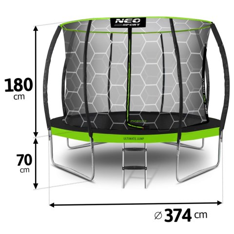 Trampolina ogrodowa profilowana 12ft/374cm z siatką wewnętrzną Neo-Sport Trampolina ogrodowa profilowana 12ft/374cm z siatką wewnętrzną Neo-Sport
