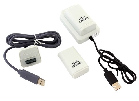 KX7B 2x bateria xbox 360 kabel usb white KX7B 2x bateria xbox 360 kabel usb white