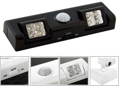 ZD26B Lampka 8 led czujnik ruchu czarna ZD26B Lampka 8 led czujnik ruchu czarna