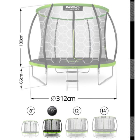 Trampolina ogrodowa profilowana 10ft/312cmz siatką wewnętrzną Neo-Sport Trampolina ogrodowa profilowana 10ft/312cmz siatką wewnętrzną Neo-Sport