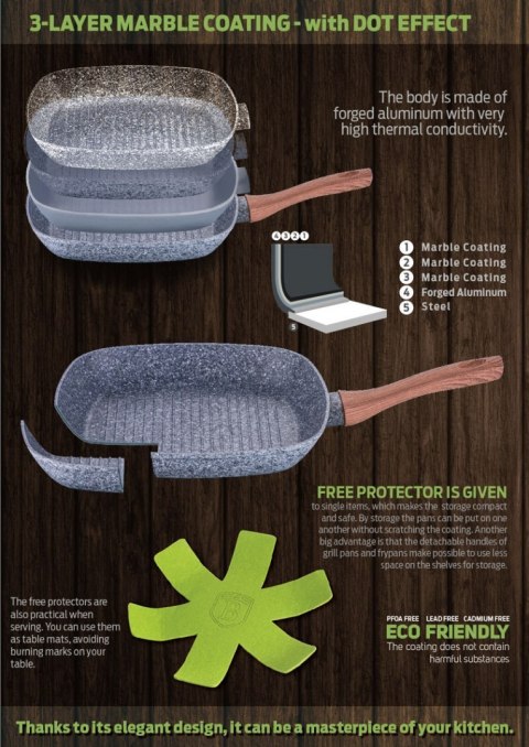 PATELNIA GRILLOWA BERLINGER HAUS FOREST LINE 28CM BH-1208