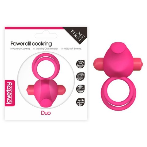 Power Clit Duo Silicone Cockring Pink Power Clit Duo Silicone Cockring Pink
