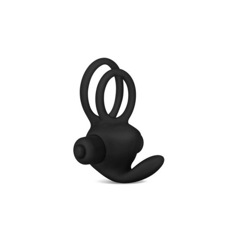 Power Clit Duo Silicone Cockring Black Power Clit Duo Silicone Cockring Black