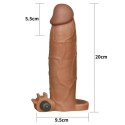 Add 3" Pleasure X Tender Vibrating Penis Sleeve Brown