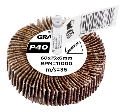 Ściernica listkowa trzpieniowa 60 x 15 x 6 mm, P40 Ściernica listkowa trzpieniowa 60 x 15 x 6 mm, P40