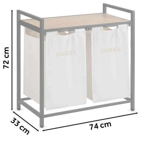 Kosz na pranie bieliznę dwukomorowy na stelażu 80 l Massido Kosz na pranie bieliznę dwukomorowy na stelażu 80 l Massido