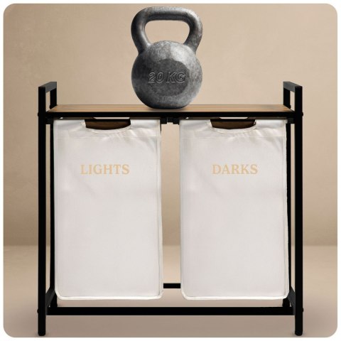 Kosz na pranie bieliznę dwukomorowy na stelażu 80 l Massido Kosz na pranie bieliznę dwukomorowy na stelażu 80 l Massido