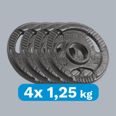 Obciążenie żeliwne olimpijskie zestaw 4x1.25kg, otwór 51mm, talerz z uchwytami, REBEL ACTIVE Obciążenie żeliwne olimpijskie zestaw 4x1.25kg, otwór 51mm, talerz z uchwytami, REBEL ACTIVE