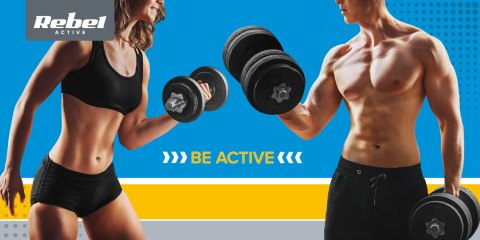 Obciążenie żeliwne olimpijskie zestaw 4x2.5kg, otwór 51mm, talerz z uchwytami, REBEL ACTIVE Obciążenie żeliwne olimpijskie zestaw 4x2.5kg, otwór 51mm, talerz z uchwytami, REBEL ACTIVE