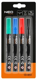 Marker budowlany gruby, 4 kolory, permanentny, wodoodporny, lakierowy, aluminiowy, 4 szt