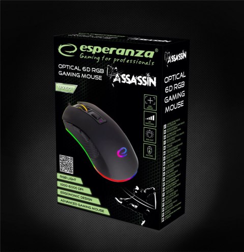 EGM601 Esperanza mysz przewod. gaming led rgb 6d opt. usb assassin EGM601 Esperanza mysz przewod. gaming led rgb 6d opt. usb assassin