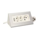 Przedłużacz biurkowy z wyłącznikiem 2x2P/II+1x2P+Z, przewód 1,5 m 3x1mm