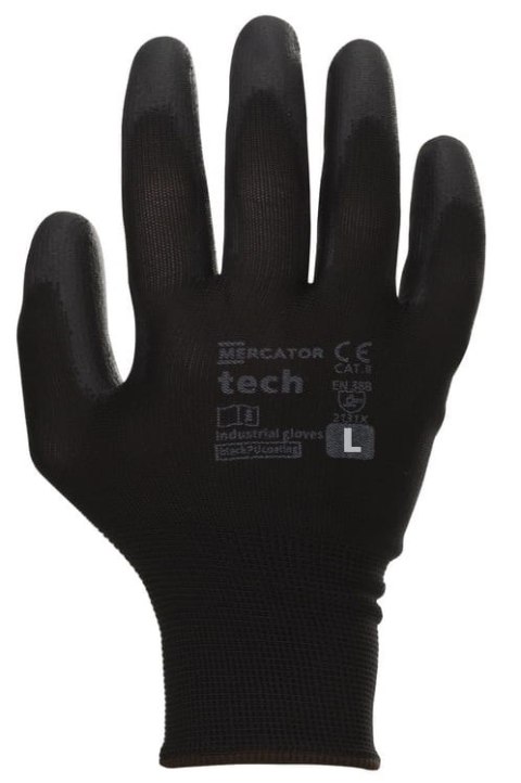 Rękawice Robocze MERCATOR Tech Black+Black PU - 1 Para (8 - M) Rękawice Robocze MERCATOR Tech Black+Black PU - 1 Para (8 - M)