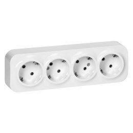 Gniazdo poczwórne ToDo 2P+Z Schuko IP20, 16A, 230V AC, biały