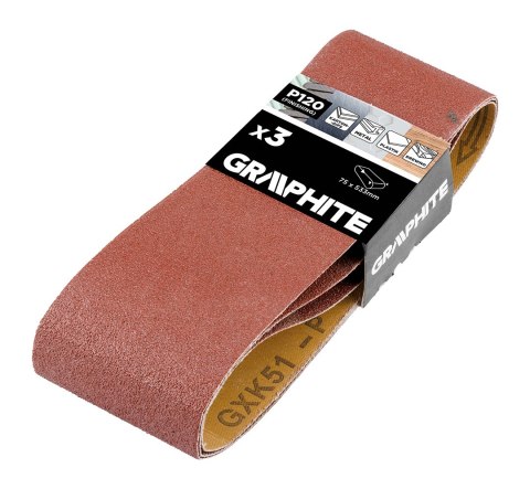 Pasy bezkońcowe 75 x 533 mm, P120, 3 szt. Pasy bezkońcowe 75 x 533 mm, P120, 3 szt.