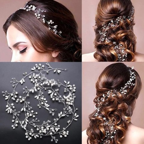 AG264B Ślubna gałązka diadem tiara 50cm AG264B Ślubna gałązka diadem tiara 50cm