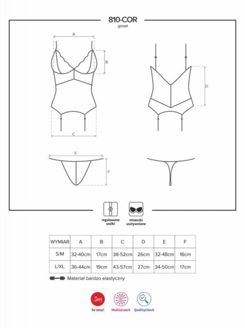 Bielizna-810-COR-1 gorset i stringi czarny S/M Bielizna-810-COR-1 gorset i stringi czarny S/M