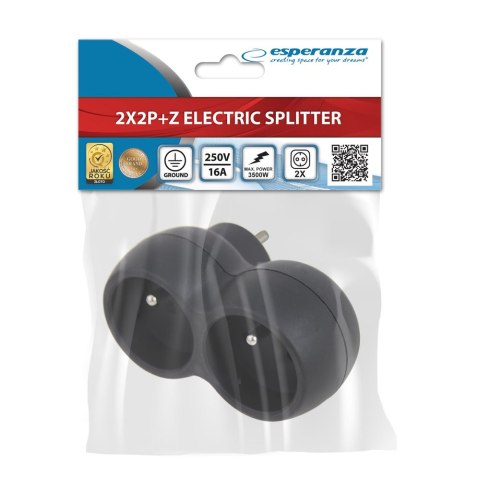 ELK312K Esperanza rozgałęźnik elektryczny 2 gn. czarny ELK312K Esperanza rozgałęźnik elektryczny 2 gn. czarny