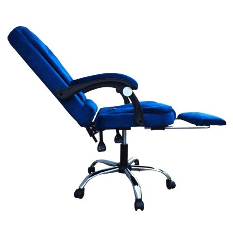 Fotel obrotowy BOSS z podnóżkiem i z masażerem - NIEBIESKI WELUR KO22NW