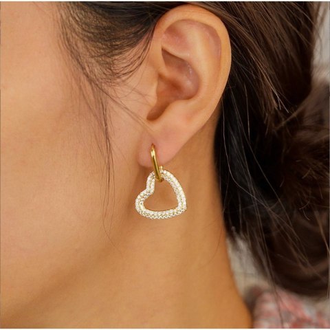 Kolczyki ze stali szlachetnej pozłacanej 14k złotem, SERCE KST3318