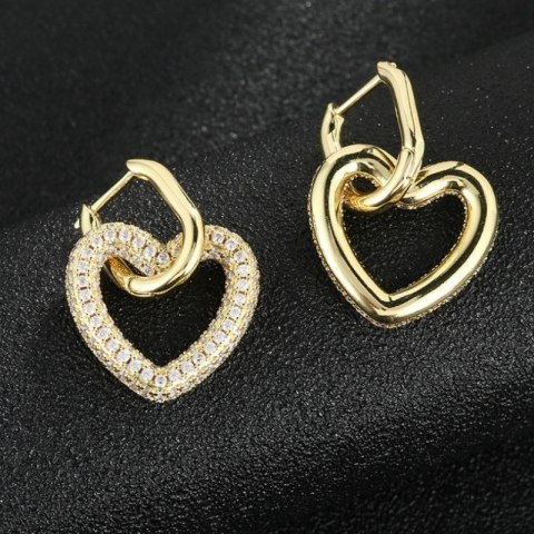 Kolczyki ze stali szlachetnej pozłacanej 14k złotem, SERCE KST3318