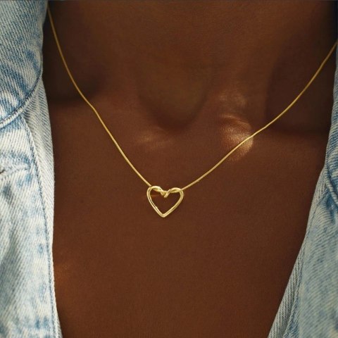 Naszyjnik SERCE stal szlachetna pozłacana 14k złotem, żyłka NST2152