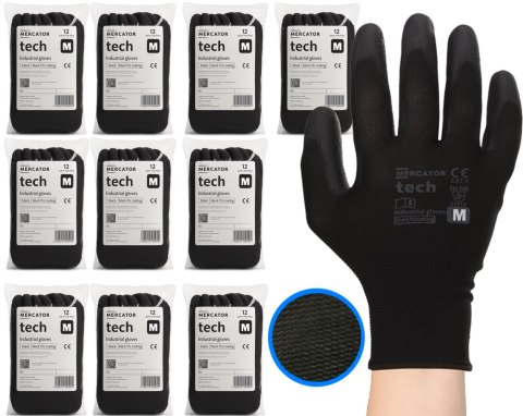 Rękawice Robocze MERCATOR Tech Black+Black PU - 120 Par (10 - XL)