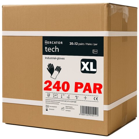 Rękawice Robocze MERCATOR Tech Black+Black PU - 240 Par (7 - S) Rękawice Robocze MERCATOR Tech Black+Black PU - 240 Par (7 - S)