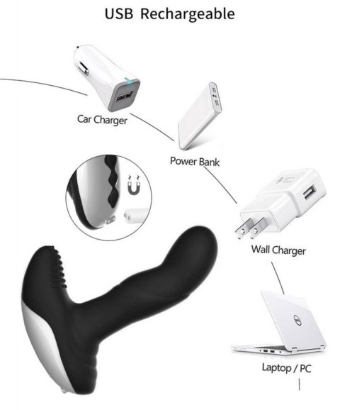 Wibrator-Silicone Massager USB 7 Function + Pulsator / Heating BLACK Wibrator-Silicone Massager USB 7 Function + Pulsator / Heating BLACK