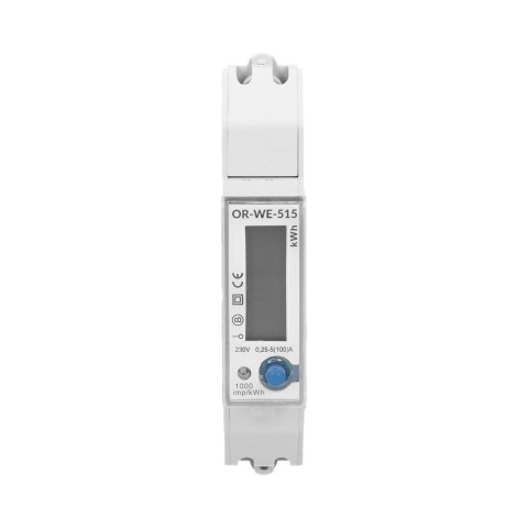1-fazowy licznik energii elektrycznej 100A, wielotaryfowy, port RS-485, MID, 1 moduł, DIN TH-35mm 1-fazowy licznik energii elektrycznej 100A, wielotaryfowy, port RS-485, MID, 1 moduł, DIN TH-35mm