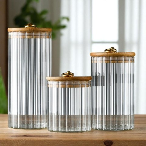 Cukiernica, pojemnik ryflowany z przykrywką bambusowa, rozm. L, 1150 ml 1szt SZK169