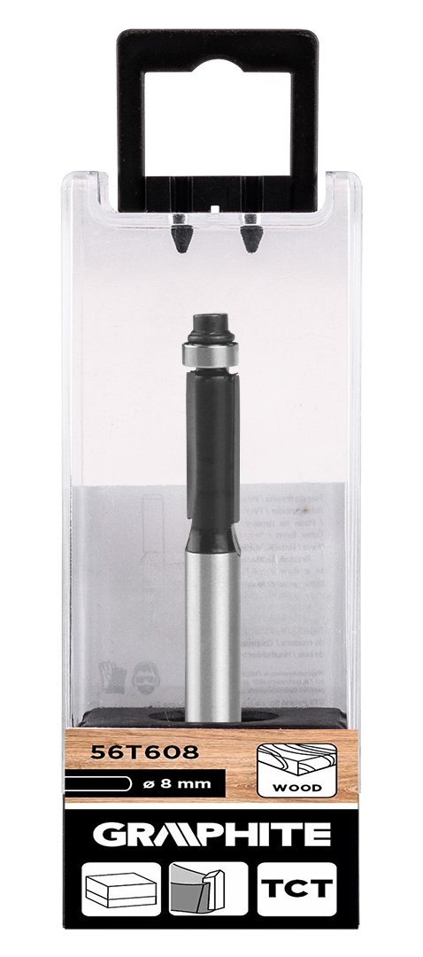 Frez do drewna prosty z łożyskiem, widiowy, 8 x 19 mm, trzpień 8 mm Frez do drewna prosty z łożyskiem, widiowy, 8 x 19 mm, trzpień 8 mm