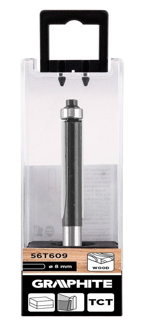 Frez do drewna prosty z łożyskiem, widiowy, 9.5 x 38 mm, trzpień 8 mm Frez do drewna prosty z łożyskiem, widiowy, 9.5 x 38 mm, trzpień 8 mm