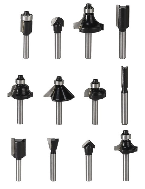 Frezy do drewna widiowe, trzpień 6 mm, zestaw 12 szt. Frezy do drewna widiowe, trzpień 6 mm, zestaw 12 szt.