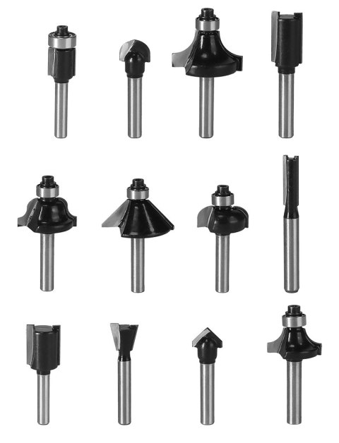 Frezy do drewna widiowe, trzpień 8 mm, zestaw 12 szt. Frezy do drewna widiowe, trzpień 8 mm, zestaw 12 szt.