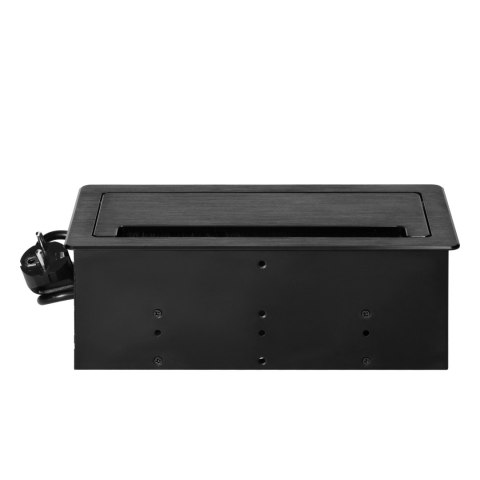 Gniazdo meblowe wpuszczane w blat z płaskim frezowanym rantem, szczotką przeciwkurzową i przewodem 1,5m, 2x2P+Z (Schuko), 2xUSB Gniazdo meblowe wpuszczane w blat z płaskim frezowanym rantem, szczotką przeciwkurzową i przewodem 1,5m, 2x2P+Z (Schuko), 2xUSB
