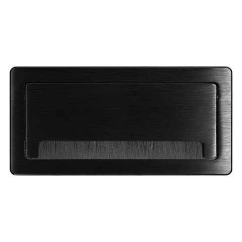 Gniazdo meblowe wpuszczane w blat z płaskim frezowanym rantem, szczotką przeciwkurzową i przewodem 1,5m, 2x2P+Z (Schuko), 2xUSB Gniazdo meblowe wpuszczane w blat z płaskim frezowanym rantem, szczotką przeciwkurzową i przewodem 1,5m, 2x2P+Z (Schuko), 2xUSB