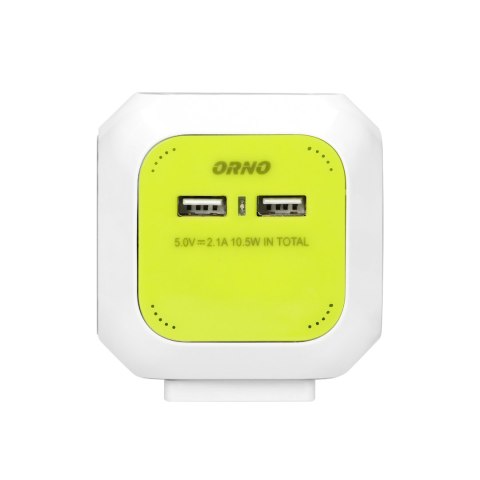 Przedłużacz Kostka 4-krotny(Schuko) z ładowarką 2xUSB 1,4m limonkowy Przedłużacz Kostka 4-krotny(Schuko) z ładowarką 2xUSB 1,4m limonkowy