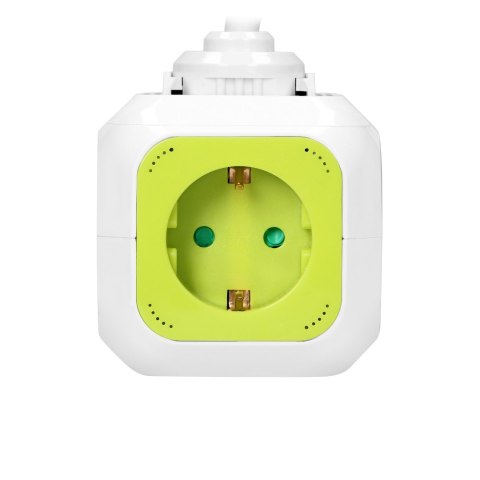 Przedłużacz Kostka 4-krotny(Schuko) z ładowarką 2xUSB 1,4m limonkowy Przedłużacz Kostka 4-krotny(Schuko) z ładowarką 2xUSB 1,4m limonkowy