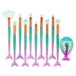 Zestaw Pędzelków Do Makijażu Syreni Ogon 11szt Tęczowe