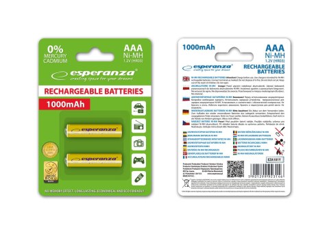 EZA101Y Esperanza akumulatorki ni-mh aaa 1000mah 2szt.żółte EZA101Y Esperanza akumulatorki ni-mh aaa 1000mah 2szt.żółte