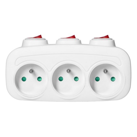 Rozgałęźnik 3x2P+Z z 3 włącznikami Rozgałęźnik 3x2P+Z z 3 włącznikami