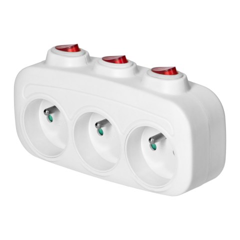 Rozgałęźnik 3x2P+Z z 3 włącznikami Rozgałęźnik 3x2P+Z z 3 włącznikami