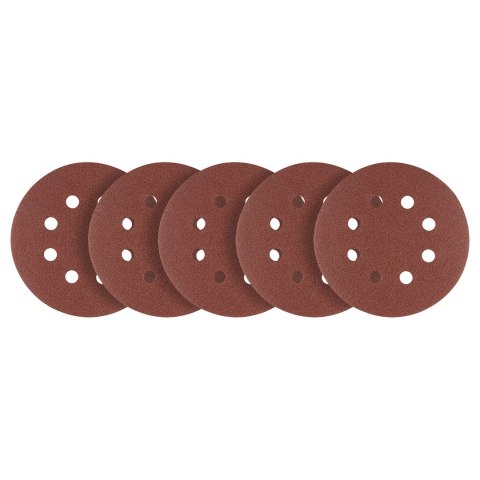 Krążki ścierne na rzep 125 mm, P180, 5 szt., z 8 otworami Krążki ścierne na rzep 125 mm, P180, 5 szt., z 8 otworami