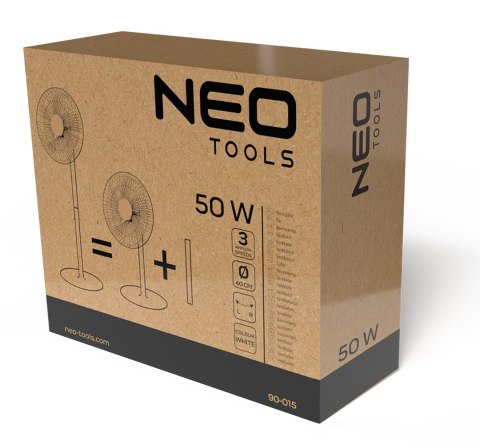 Wentylator podłogowy 50W, śr. 40 cm, 3 prędkości, oscylacja, biały Wentylator podłogowy 50W, śr. 40 cm, 3 prędkości, oscylacja, biały