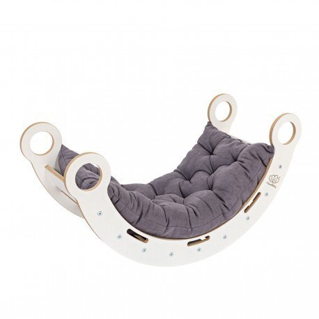 Medium dream rocker białe drewno z szarą poduszką Medium dream rocker białe drewno z szarą poduszką
