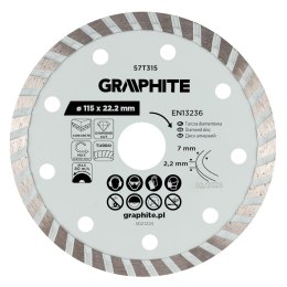 Tarcza diamentowa do cięcia turbo, 115 x 22.22 mm, na sucho