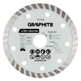 Tarcza diamentowa do cięcia turbo, 150 x 22.22 mm, na sucho