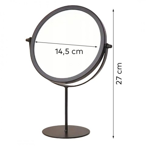 Lusterko kosmetyczne stojące czarne jednostronne wysokość 27cm L14CZ