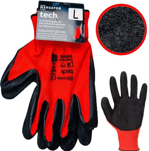 Rękawice Robocze MERCATOR Tech Red+Black Latex - 1 Para (9 - L)